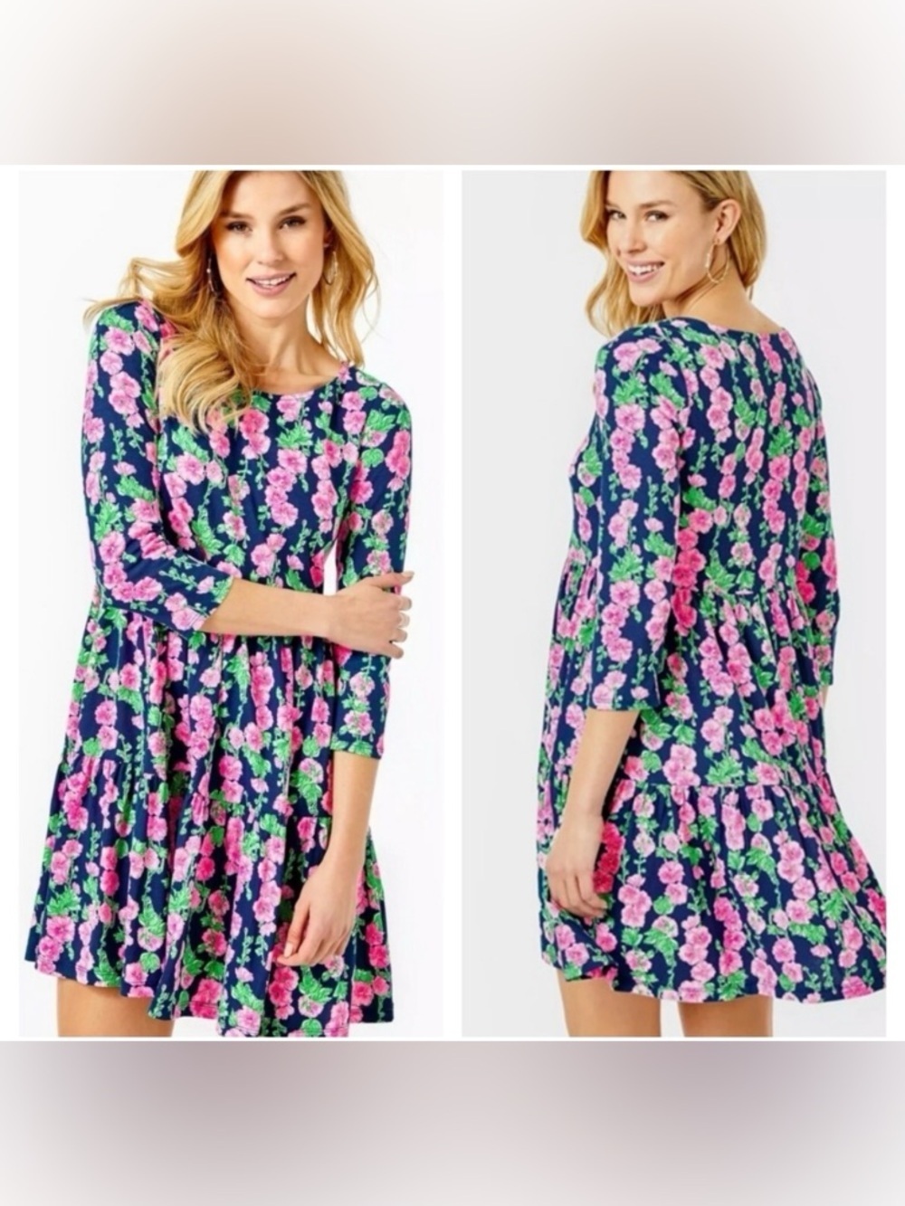 Lilly Pulitzer Geanna Swing Dress in Oyster Bay Navy De Vine - Size Small